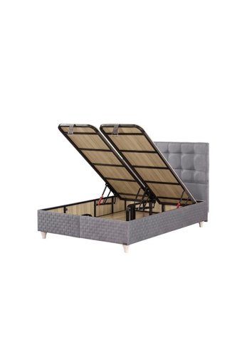 Mobilya Dükkanım Sleep 90x190 cm Başlıklı Sandıklı Tek Kişilik Baza Seti Gri