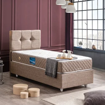 Setay Sion 120x200 cm Başlıklı Yataklı Sandıklı Tek Kişilik Baza Seti Kahverengi