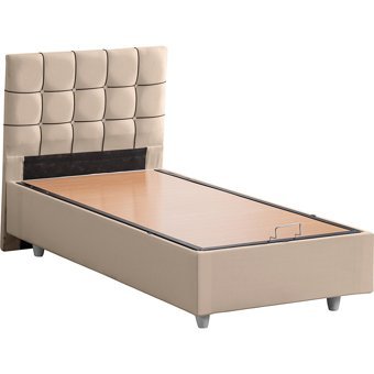 Setay Tavira 90x200 cm Başlıklı Sandıklı Tek Kişilik Baza Seti Bej