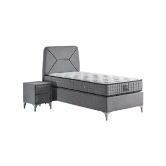 Mobilya Dükkanım Lotus 90x190 cm Başlıklı Yataklı Sandıklı Tek Kişilik Baza Seti Siyah