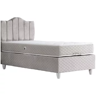 Cesur Trend 120x200 cm Başlıklı Yataklı Sandıklı Tek Kişilik Baza Seti Açık Gri