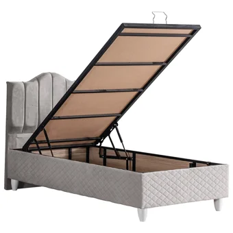 Cesur Trend 120x200 cm Başlıklı Yataklı Sandıklı Tek Kişilik Baza Seti Açık Gri