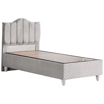 Cesur Trend 120x200 cm Başlıklı Yataklı Sandıklı Tek Kişilik Baza Seti Açık Gri