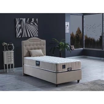 İpek Mobilya Nima 120x200 cm Başlıklı Yataklı Sandıklı Tek Kişilik Baza Seti Bej