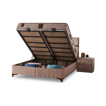 Mobilya Dükkanım Perla 100x200 cm Başlıksız Sandıklı Tek Kişilik Baza Seti Bej