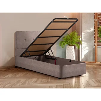 Niron Yatak Luna 120x200 cm Başlıklı Sandıklı Tek Kişilik Baza Seti Kahverengi