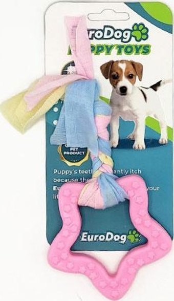 EuroDog Puppy Toys Pembe Beşgen Diş Kaşıma Yavru Köpek Oyuncağı 16 Cm