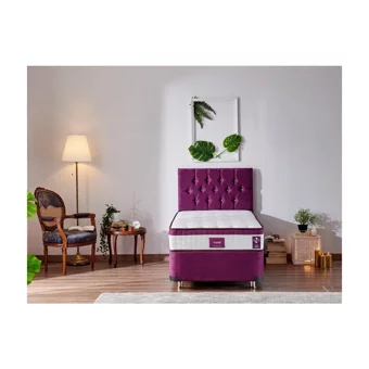 Niron Yatak Violet 80x200 cm Başlıklı Yataklı Sandıklı Tek Kişilik Baza Seti Mor