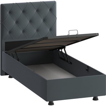 Mobpazar Vega 90x190 cm Başlıklı Sandıklı Tek Kişilik Baza Seti Antrasit
