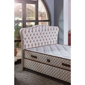 Mobilya Dükkanım Eva 120x200 cm Başlıklı Yataklı Sandıklı Tek Kişilik Baza Seti Bej