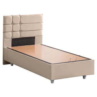 Cesur Almada 90x200 cm Başlıklı Yataklı Sandıklı Tek Kişilik Baza Seti Bej