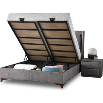 Mobilya Dükkanım Pier 120x200 cm Başlıklı Sandıklı Tek Kişilik Baza Seti Gri