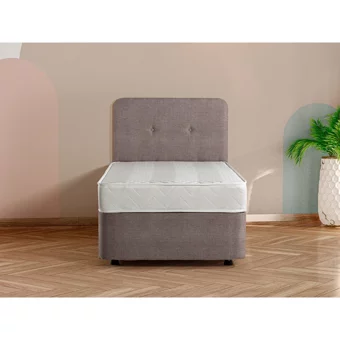 Niron Yatak Luna 120x200 cm Başlıklı Yataklı Sandıklı Tek Kişilik Baza Seti Bej
