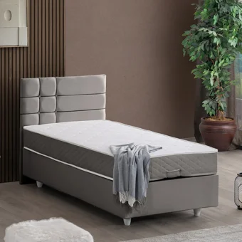 Setay Almada 90x200 cm Başlıklı Yataklı Sandıklı Tek Kişilik Baza Seti Gri
