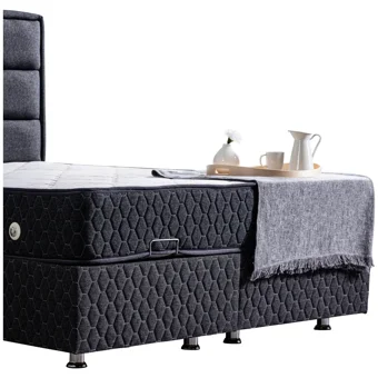Setay Grande 90x190 cm Başlıklı Yataklı Sandıklı Tek Kişilik Baza Seti Antrasit Gri