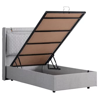 Setay Zagreb 90x190 cm Başlıklı Sandıklı Tek Kişilik Baza Seti Açık Gri