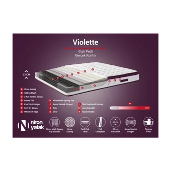Niron Yatak Violet 100x200 cm Başlıklı Yataklı Sandıklı Tek Kişilik Baza Seti Mor