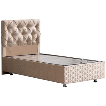 Setay Vita 90x190 cm Başlıklı Yataklı Sandıklı Tek Kişilik Baza Seti Bej
