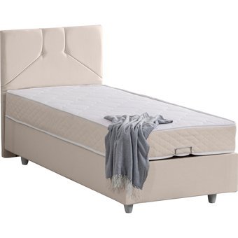 Setay Wick 90x200 cm Başlıklı Yataklı Sandıklı Tek Kişilik Baza Seti Krem