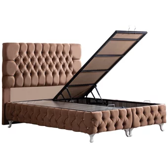 Setay Roma 100x200 cm Başlıklı Yataklı Sandıklı Tek Kişilik Baza Seti Kahverengi