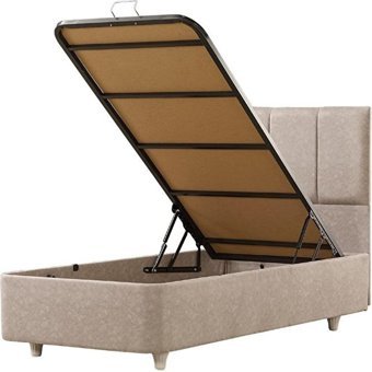 Mobilya Dükkanım Eko Plus 90x190 cm Başlıklı Sandıklı Tek Kişilik Baza Seti Krem
