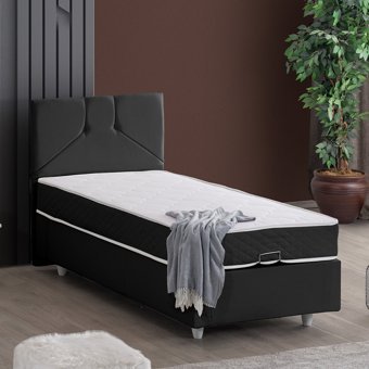 Setay Wick 100x200 cm Başlıklı Sandıklı Tek Kişilik Baza Seti Antrasit