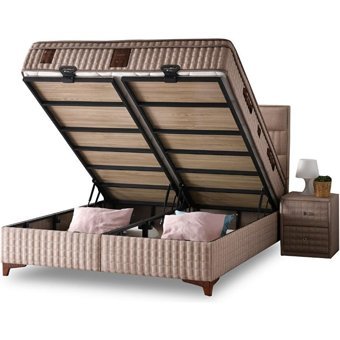 Mobilya Dükkanım Master 120x200 cm Başlıklı Sandıklı Tek Kişilik Baza Seti Bej