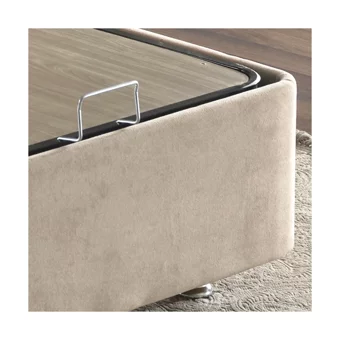 Niron Yatak Polo 120x200 cm Başlıklı Sandıklı Tek Kişilik Baza Seti Açık Kahve