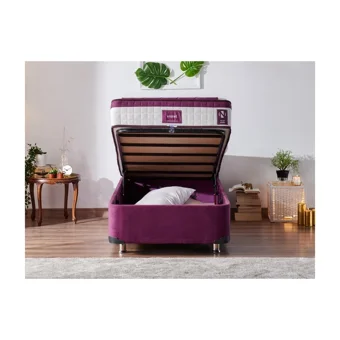 Niron Yatak Violet 80x180 cm Başlıklı Yataklı Sandıklı Tek Kişilik Baza Seti Mor