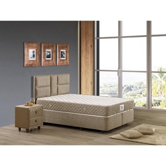 Mobilya Dükkanım Tetra 90x190 cm Başlıklı Yataklı Sandıklı Tek Kişilik Baza Seti Krem