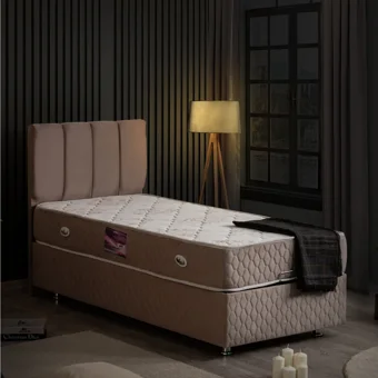 Setay Tetra 90x190 cm Başlıklı Yataklı Sandıklı Tek Kişilik Baza Seti Açık Gri