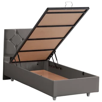 Setay Glamis 120x200 cm Başlıklı Yataklı Sandıklı Tek Kişilik Baza Seti Gri
