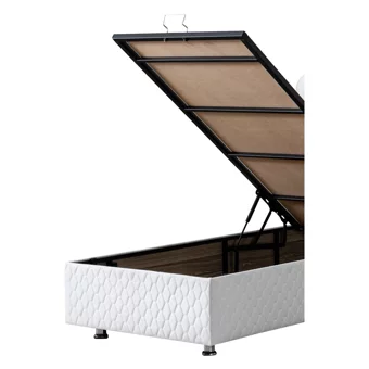 Setay Camelli 90x190 cm Başlıklı Yataklı Sandıklı Tek Kişilik Baza Seti Beyaz