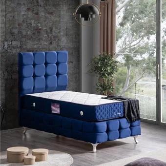 Setay Duke Lüx 90x190 cm Başlıklı Sandıklı Tek Kişilik Baza Seti Lacivert