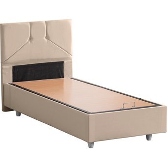 Cesur Wick 120x200 cm Başlıklı Yataklı Sandıklı Tek Kişilik Baza Seti Bej