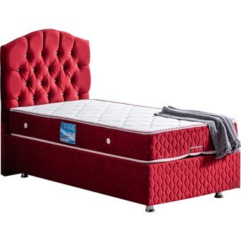 Setay Zümrüt 90x200 cm Başlıklı Sandıklı Tek Kişilik Baza Seti Bordo