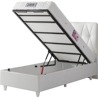 Belletto 100x200 cm Başlıklı Yataklı Sandıklı Tek Kişilik Baza Seti Beyaz