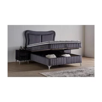 Mobilya Dükkanım Elegance 90x190 cm Başlıksız Sandıklı Tek Kişilik Baza Seti Siyah