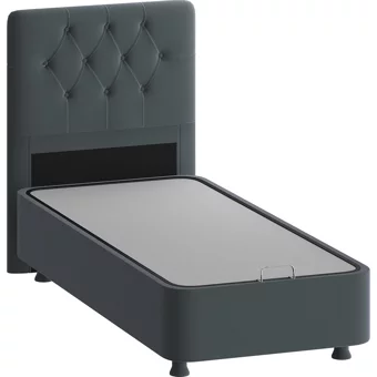 Mobpazar Manolya 90x190 cm Başlıklı Sandıklı Tek Kişilik Baza Seti Antrasit