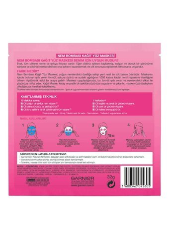Garnier Doğal Işıltı Nemlendiricili Kağıt Yüz Maskesi