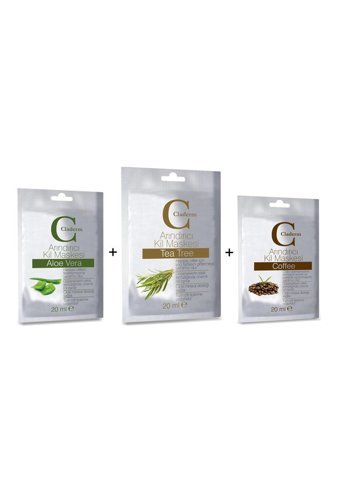 Claderm Tea Tree-Coffe Killi Aloe Veralı Krem Yüz Maskesi 3x20 ml