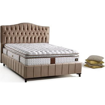 Mobilya Dükkanım Elegance 90x200 cm Başlıklı Yataklı Sandıklı Tek Kişilik Baza Seti Krem