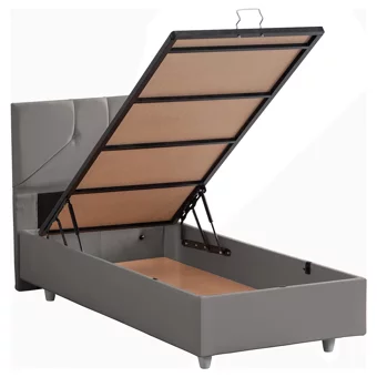 Setay Wick 90x190 cm Başlıklı Sandıklı Tek Kişilik Baza Seti Gri