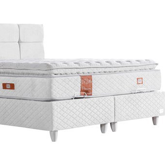 Setay Real 90x200 cm Başlıklı Yataklı Sandıklı Tek Kişilik Baza Seti Beyaz