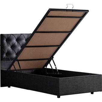 Setay Eylül 90x190 cm Başlıklı Yataklı Sandıklı Tek Kişilik Baza Seti Antrasit Gri