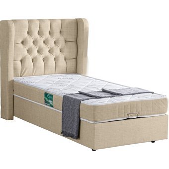 Setay Riga 100x200 cm Başlıklı Yataklı Sandıklı Tek Kişilik Baza Seti Krem