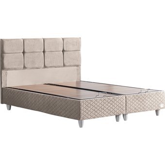 Cesur Gümüş 90x190 cm Başlıklı Yataklı Sandıklı Tek Kişilik Baza Seti Krem