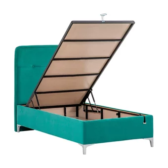 Weltew Yatak Rosly 100x200 cm Başlıklı Sandıklı Tek Kişilik Baza Seti Turkuaz