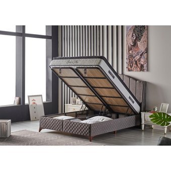 Mobilya Dükkanım Cotton Plus 90x200 cm Başlıklı Sandıklı Tek Kişilik Baza Seti Gri