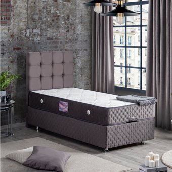 Setay Duke 120x200 cm Başlıklı Yataklı Sandıklı Tek Kişilik Baza Seti Antrasit Gri